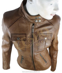 Veste en cuir de mouton Slim Fit pour femme Manteau de mode pour vêtements d'extérieur légers et élégants - Product Image 2