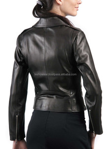 Premium Ladies Leather <b>Jacket</b> <b>Short</b> Stylish Winter Casual Fashion Genuine Leather Outerwear OEM Supply - Product Image 4