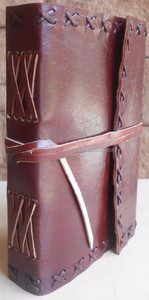 Handmade Thick Leather Journal Diary Criss-Cross Side Border Stitch Two-Fold Cover Strap Closure Plain Leather Crafts Product - Product Image 2