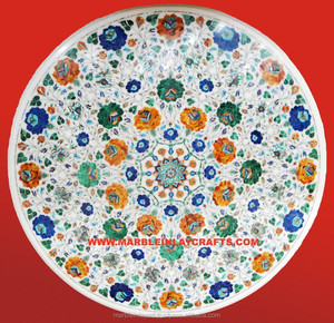 Pietra Dura Marble Inlay <b>Round</b> <b>Table</b> <b>Top</b> - Product Image 1