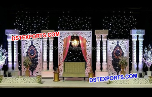 Piliers de scène en cristal Damroo pour mariage asiatique, décor de scène de mariage en cristal taillé diamant, décoration de scène de mariage indien Canada - Product Image 6