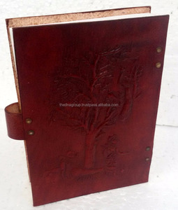 Venta al por mayor hecho a mano Árbol de la vida en relieve cinturón botón cierre Vintage Tapa dura organizador de cuero/planificador cuaderno-regalo - Product Image 2