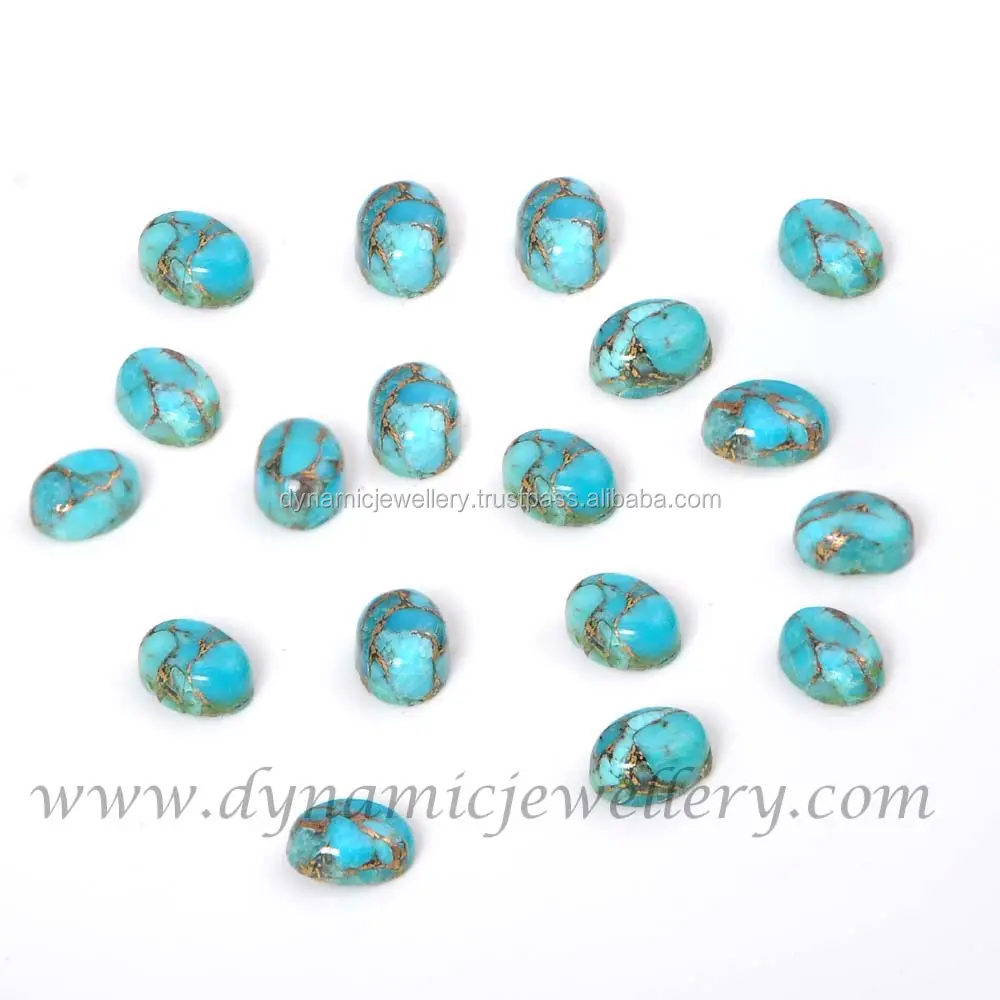 Natural Blue Copper Turquoise 6X8ミリメートルOval Shape Gemstone