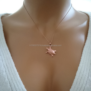 14K <b>Solid</b> <b>Gold</b> Turtle <b>Pendant</b> Necklace Fine Jewellery for Women Made in Turkey - Product Image 4