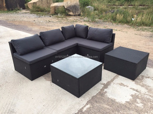 Ensemble de salon de jardin extérieur moyen meubles en rotin en osier PE poly - Product Image 2