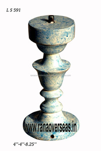 Dual Tone Small Wooden <b>Lamp</b> <b>Base</b> With Carved Design for Office Bed Room Hotel <b>Table</b> Top - Product Image 3