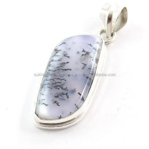 Pendentif en argent sterling 925 de qualité supérieure, agate dendrite naturelle, bijoux indiens faits à la main, pendentifs inspirés. - Product Image 4