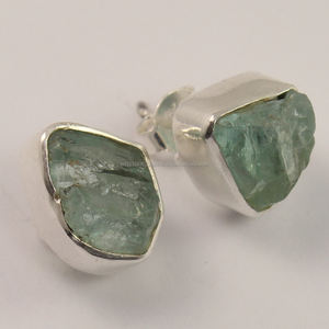 Pendientes de joyería de plata india, piedras preciosas de apatita Natural, 925 puro, bisel de plata de ley sólida, pendiente de tuerca, joyería fina - Product Image 2