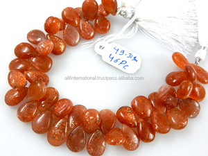 ธรรมชาติดวงอาทิตย์หินอัญมณีลูกแพร์เรียบหยด Briolette ลูกปัดอาทิตย์หินลูกปัดขายส่งราคาโรงงาน - Product Image 1