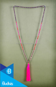 Unisex คลาสสิกโซ่ไม้อินเทรนด์ยาวลูกปัดสร้อยพู่บาหลีกับไข่มุกเพชรนิลสำหรับหมั้นปาร์ตี้ของขวัญหลัก - Product Image 3