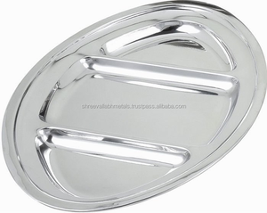 Plateau rond en acier inoxydable à 3 compartiments, écologique - Product Image 1