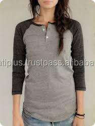 Camisetas Personalizadas OEM señoras sexy diseño Henley - Product Image 6