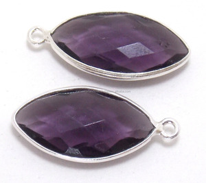 925 argent Sterling Marquise forme bijoux améthyste lunette multi pierres précieuses or argent plaqué connecteurs pierre naturelle artisanat - Product Image 2