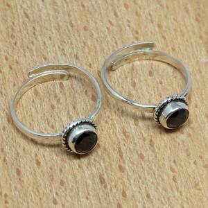 Bague d'orteil en argent Sterling 925 CZ noir, bijoux en argent, bijoux à la mode - Product Image 1