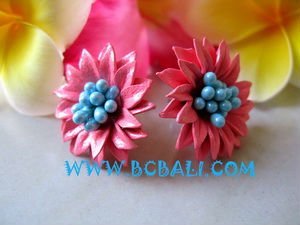 Pendientes colgantes de cuero de vaca de isla tropical de flores accesorios florales de moda para orejas - Product Image 3