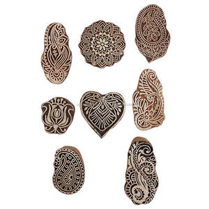 บล็อกไม้พิมพ์ผสมสไตล์วินเทจสำหรับการพิมพ์สิ่งทอบล็อกรูปทรงเรขาคณิตทำจากไม้ - Product Image 1