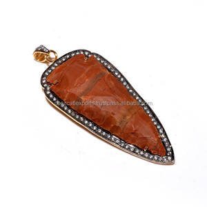 Diamant Pave Set Flèche Cristaux Pierres de Guérison Perles Pendentif Mode Nouveau Design avec Rhodium ou Plaqué Or - Product Image 4