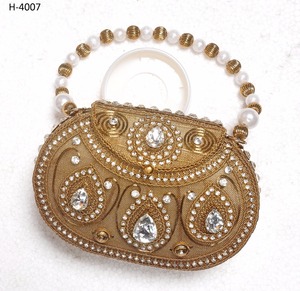 H4007 Handmade Metal Clutch Ladies High Quality Gold <b>Silver</b> Beaded Evening Party Bag Stone Work Bridal Fashion Saffiano Other - Product Image 2