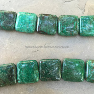 Cuentas de piedras preciosas de crisocola cuadradas cúbicas verdes de alta calidad - Product Image 3