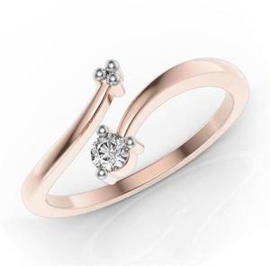 Elegante y elegante anillo de Diamante Real de solitario de oro rosa de 14 quilates ligero y elegante - Product Image 1