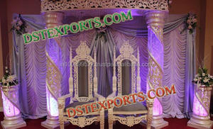 Escenario de cristal decorado para boda, escenario de recepción de boda con pilares de cristal de fibra, nuevo Mandap de instalación para escenario - Product Image 4