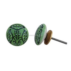 Boutons décoratifs en céramique multicolore Boutons de porte vintage Boutons de porte en céramique florale Inde CK-1125 - Product Image 3
