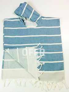 Blue, Back <b>Towel</b> Pestemal <b>Poncho</b>, Kids, for Children Beach <b>Towel</b> <b>Poncho</b> Children Beach Kids Hammam Peshtemal Pestamal - Product Image 3