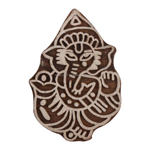 Bloques de Impresión textil de madera Vintage con forma de Ganesh, arte decorativo, fabricante artesanal, - Product Image 1