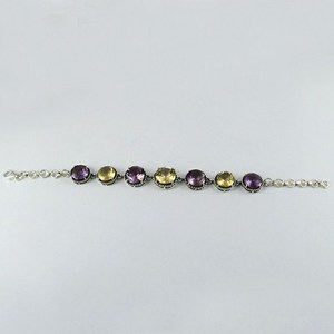 Bracelets à maillons bohèmes en argent sterling 925 avec améthyste et citrine – Bijoux uniques unisexes pour femme, idéaux pour cadeau ou fête - Product Image 4