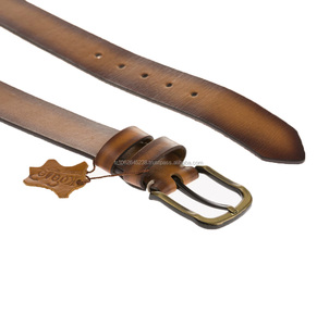 Cinturón clásico hecho a mano de piel de vaca auténtica con hebilla vintage, moda informal Premium para hombres y mujeres, opción de regalo al por mayor OEM - Product Image 3