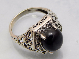 Anillo de Bodas de piedras preciosas de ónix negro de estilo clásico de Plata de Ley 925 certificada para mujer Anillos certificados CMA de moda - Product Image 3