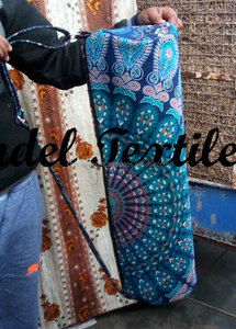 Bolsa de algodón hecha a mano para esterilla de Yoga, diseño de Mandala indio, forro de lona Floral inspirado, correa de hombro hecha a mano con flores abiertas para mujer - Product Image 2