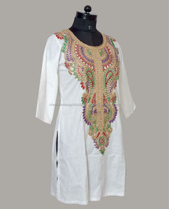 Kurtis de algodón para mujer con estilo, indio, pakistaní, estilo étnico, máquina de impresión Digital, bordado, nuevos diseños para adultos y niñas - Product Image 2