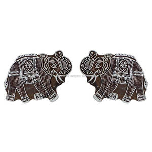 Mélange de blocs d'impression en bois fait à la main, artisanat Textile marron Saree tissu toile timbre éléphant indien nouveau Design dernier tissu WB-832 - Product Image 1