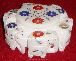 Indian Design Marble Inlay Box - Product Image 1