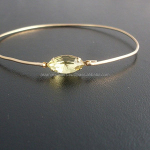 Pulsera de plata de ley 925 con cuarzo limón y baño de oro vermeil - Product Image 1