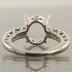 SEMI-MOUNT 11x11 mm Round Shaped 925 Solid STERLING SILVER JEWELLERY <b>Wedding</b> <b>Cheap</b> DESIGNER <b>RING</b> PRONG SETTING - Product Image 4