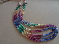 Perles Multicolores Émeraude Rubis Saphir 3-4 mm Micro Facettées Rondelles Entières Certifiées par un Certificat Tierce Partie pour la Fabrication de Bijoux Coszcalt