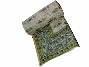 Edredón Floral Reversible hecho a mano, colcha de algodón con estampado de bloque, Hippie, Jaipuri, Razai - Product Image 2