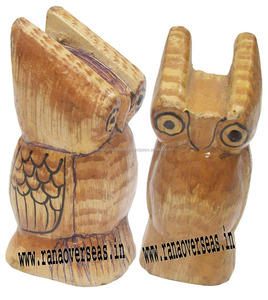 รูปปั้นนกฮูกไม้สีบรอนซ์ เหมาะสำหรับตกแต่งโต๊ะในสำนักงาน โรงแรม ห้องนั่งเล่น และร้านอาหาร ชิ้นงานประดับตกแต่งที่ทำด้วยมืออย่างสวยงาม - Product Image 4