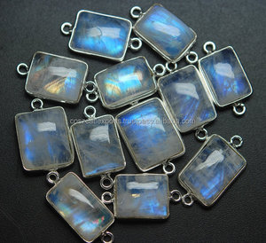 Conector de Bisutería con Forma de Baguette de Piedra Lunar Arcoíris, Estilo Vintage, para Fiestas - Product Image 1