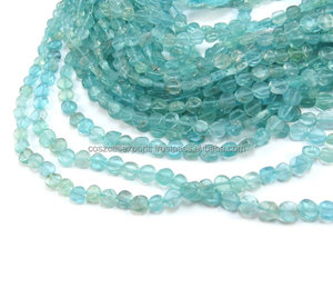 Perles d'apatite bleu-vert naturel brin de 14 pouces plat rond 8mm perles lâches différentes tailles, y compris 4mm 6mm pierres précieuses - Product Image 4