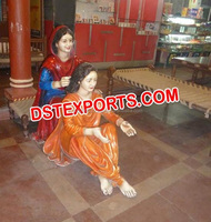 Statue en fibre de verre sur le thème du village punjabi, élégante, détachable, pour décoration culturelle d'entrée de mariage traditionnel