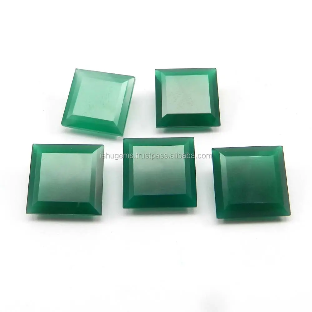 Natural Green Onyx 16x16mm Square Cut 14.3 Cts Loose Gemstone for Ring Making