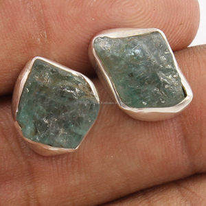 ต่างหูสตั๊ดรูปแฟนซีหินดิบหยาบอัญมณี apatite ธรรมชาติ925เครื่องประดับเงินสเตอร์ลิงสำหรับเธอราคาขายส่ง - Product Image 2