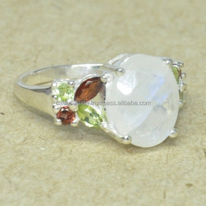 แหวนพลอยโกเมนสีรุ้ง925แหวนเงินแท้แหวนแฟชั่นวินเทจสำหรับเป็นของขวัญแต่งงาน - Product Image 2