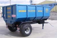 Remorque agricole à benne basculante pour fumier, grande capacité 6 tonnes, rouge et bleue, à simple essieu, semi-remorque en acier