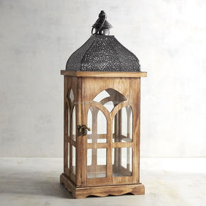 Linterna de Huracán de Madera |   Farol de Madera con Tapa de Metal - Product Image 2