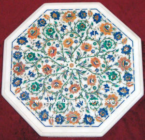 Tableros de Mesa Coloridos con Incrustaciones de Mármol Blanco - Product Image 1