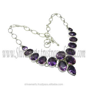Hermoso collar de piedras preciosas de amatista natural 925 collares de joyería de plata esterlina para mujer y Niña - Product Image 2
